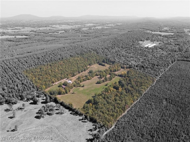 4245 W Piney Mountain Rd, Waldron, AR 72958 - birds eye view of property featuring a view of trees and a mountain view