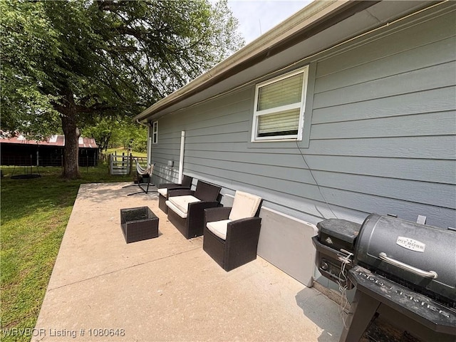 4245 W Piney Mountain Rd, Waldron, AR 72958 - view of patio / terrace with an outdoor living space and grilling area