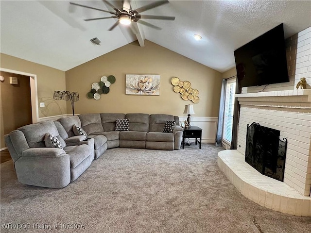 2205 Crosshill Rd, Fort Smith, AR 72908 - living room with a ceiling fan, a fireplace, and carpet