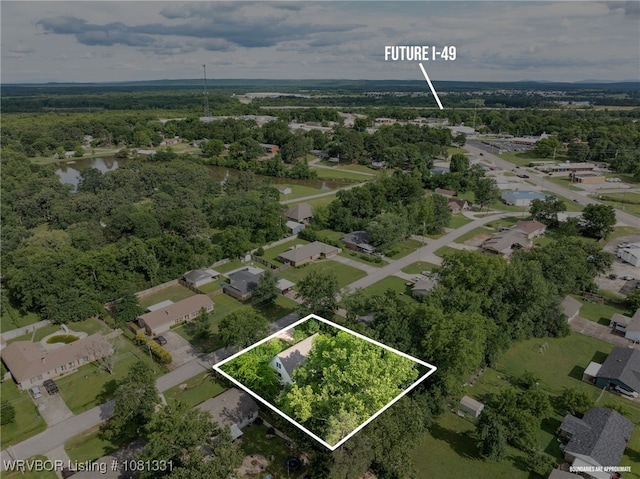 505 7th St, Barling, AR 72923 - aerial perspective of suburban area featuring property boundaries highlighted and a nearby body of water