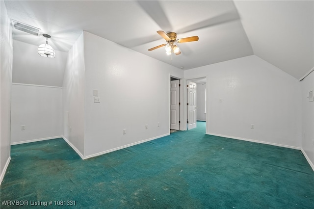 505 7th St, Barling, AR 72923 - carpeted empty room featuring lofted ceiling, ceiling fan, and baseboards