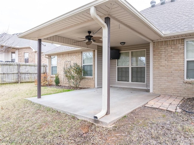 view of patio with ceiling fan