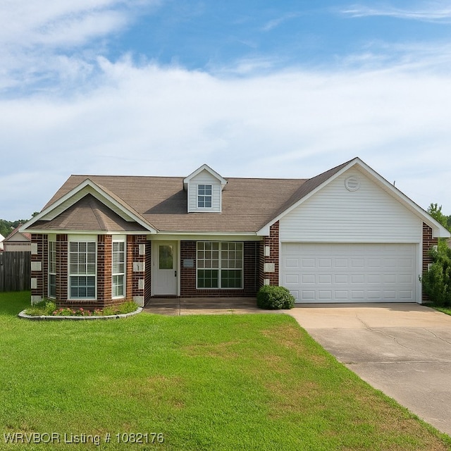 3707 Princeton Ct, Van Buren, AR 72956 - view of front of house featuring brick siding, driveway, a front lawn, an attached garage, and a shingled roof
