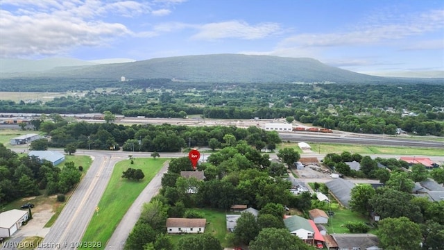 aerial view with a mountain view