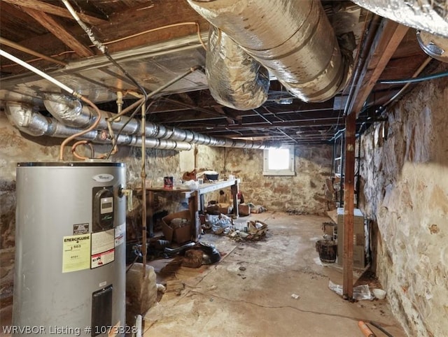 basement with electric water heater