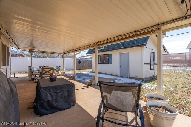 view of patio / terrace with outdoor dining area and a fenced backyard