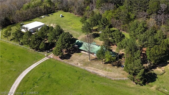 aerial view featuring a rural view