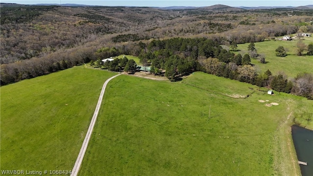 bird's eye view with a mountain view and a rural view