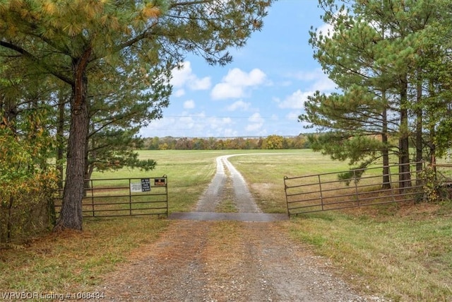 view of road with a rural view