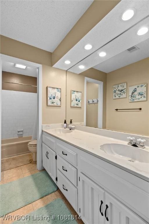2508 Roxbury Ln, Fort Smith, AR 72908 - full bathroom featuring double vanity, recessed lighting, tile patterned floors, and  shower combination