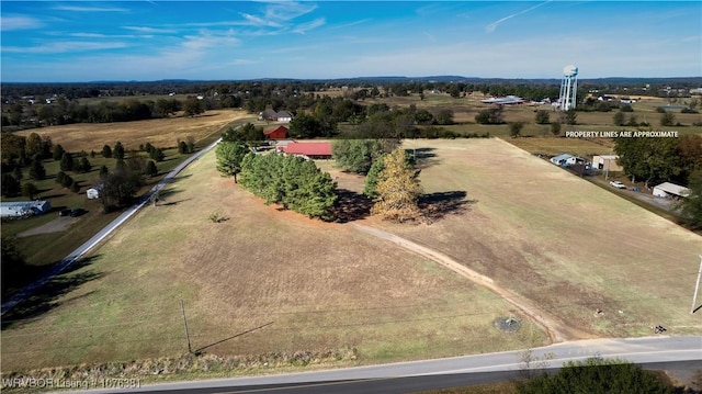 bird's eye view featuring a rural view