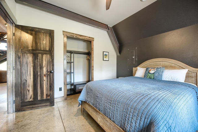 bedroom with a closet and ceiling fan