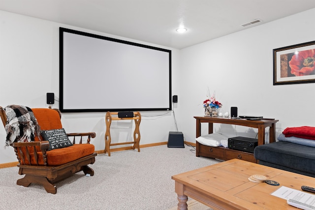 view of carpeted home theater room