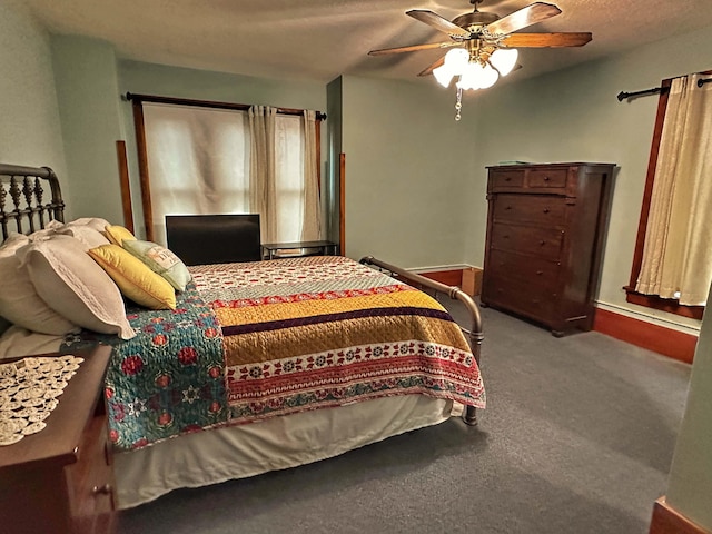 bedroom with carpet floors and ceiling fan