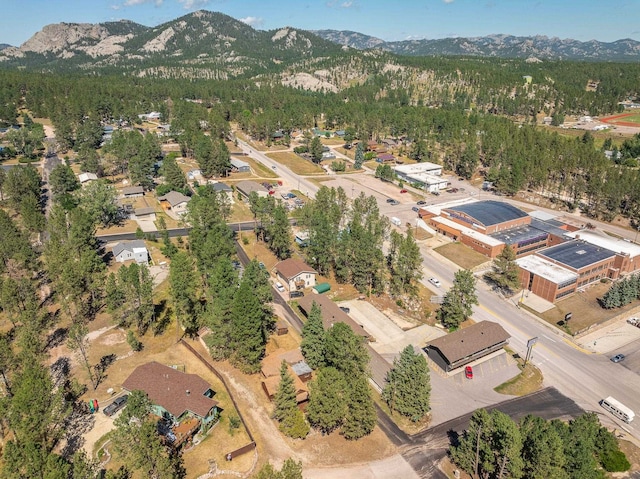 birds eye view of property featuring a mountain view