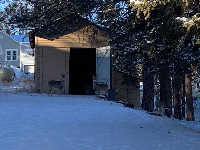 view of snow covered structure