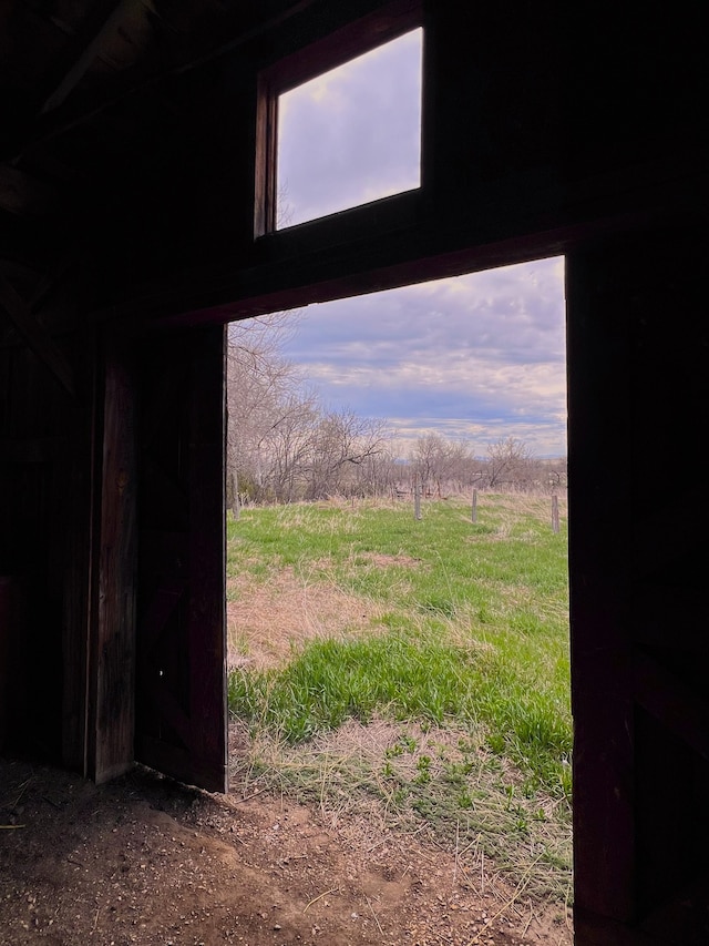 interior space with a rural view