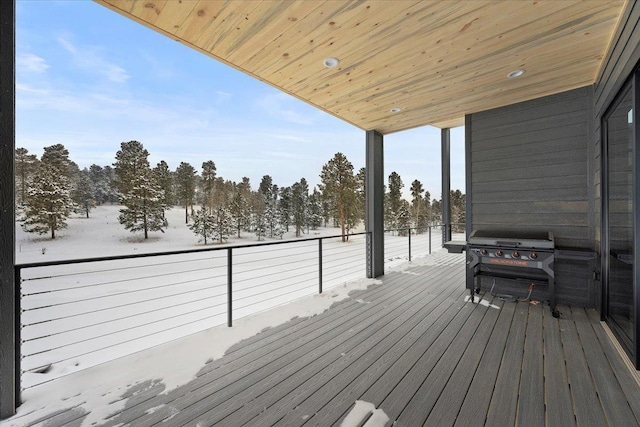 wooden deck with area for grilling