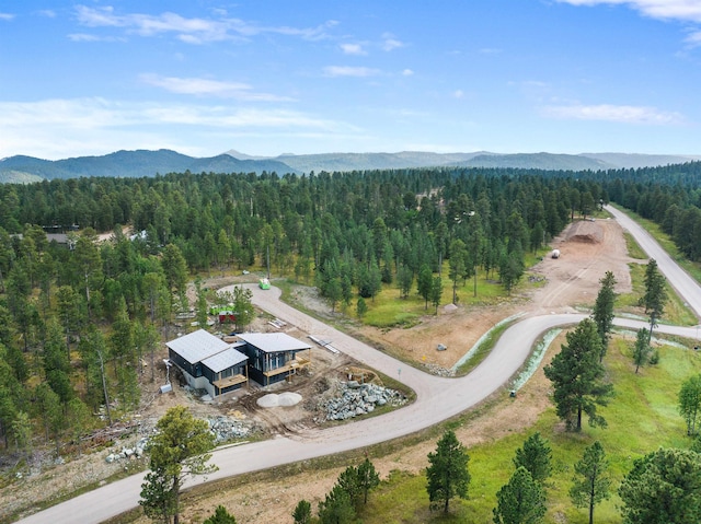 bird's eye view with a mountain view