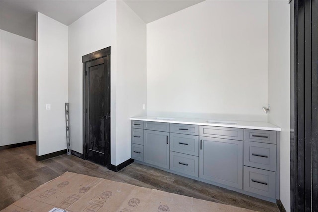 bathroom featuring hardwood / wood-style floors and vanity