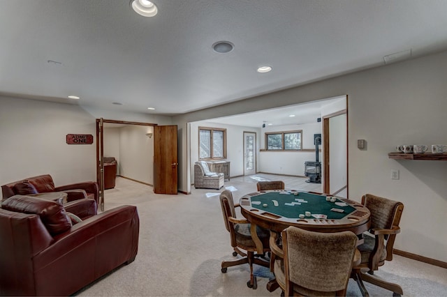 view of carpeted dining space