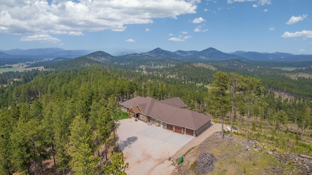 birds eye view of property featuring a mountain view