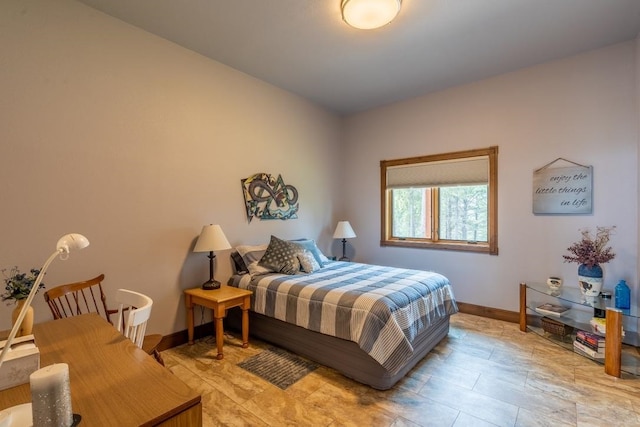 bedroom with tile floors