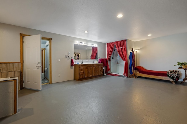 interior space featuring a textured ceiling