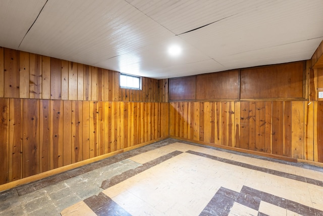 basement with wooden walls