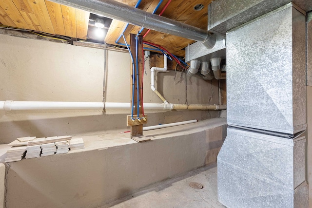 basement with wooden ceiling