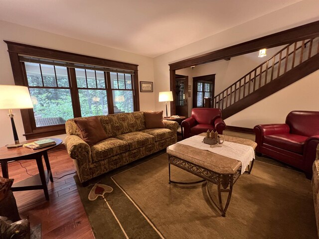 living room featuring hardwood / wood-style floors