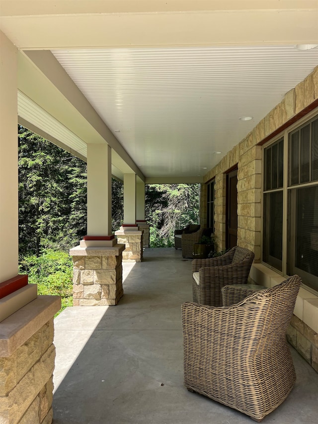 view of terrace featuring a porch