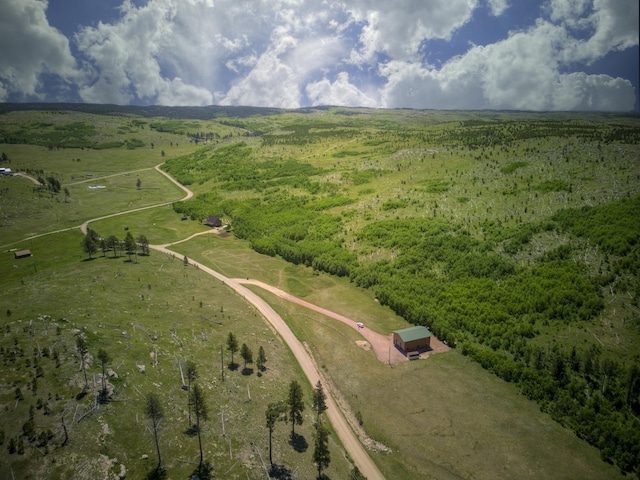 birds eye view of property with a rural view