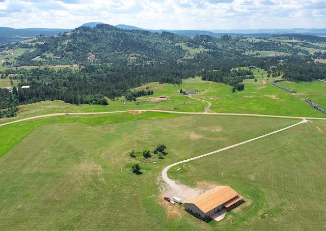 aerial view with a mountain view and a rural view