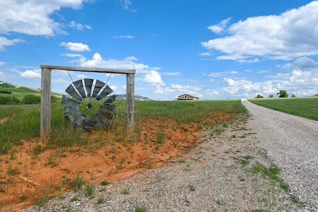 view of road with a rural view