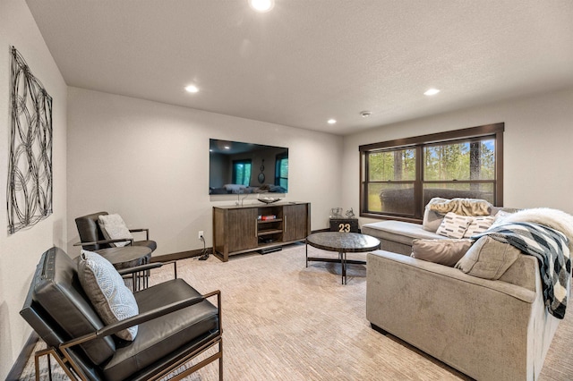 21242 Rubys Way, Lead, SD 57754 - living room featuring baseboards, recessed lighting, and a textured ceiling