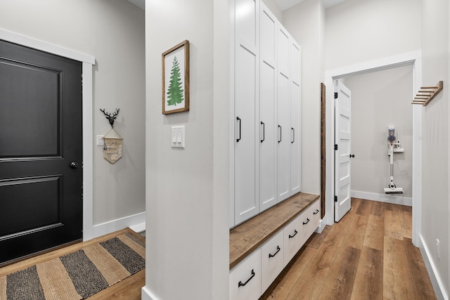 mudroom with light wood-type flooring