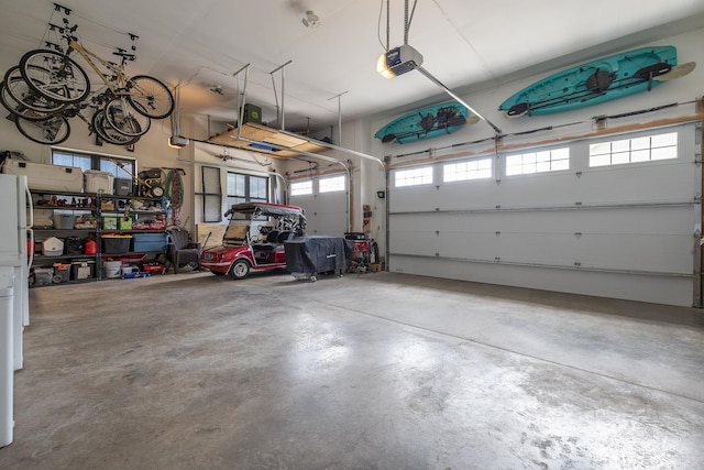 garage with a garage door opener