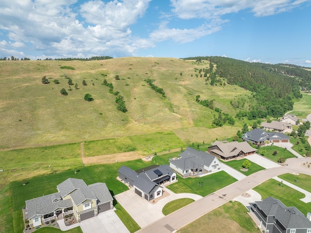 birds eye view of property with a residential view