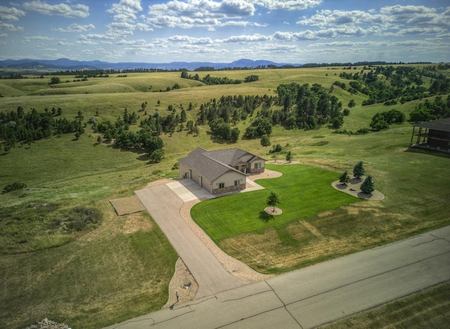 aerial view with a rural view and a mountain view