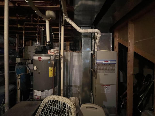 utility room with gas water heater