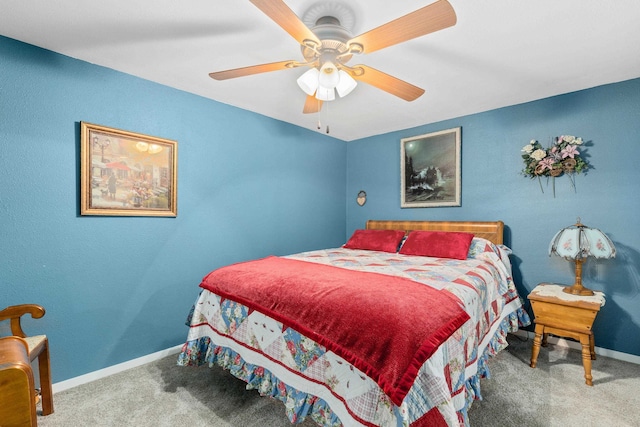 bedroom with carpet floors and ceiling fan