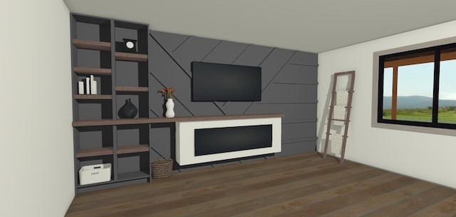 unfurnished living room featuring dark hardwood / wood-style flooring