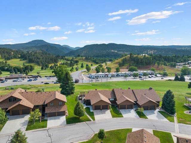 drone / aerial view with a mountain view