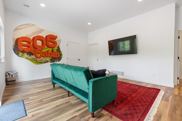 living room with light wood-type flooring