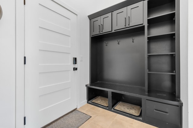 mudroom with light tile patterned floors