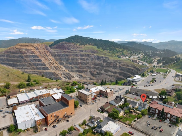 drone / aerial view with a mountain view