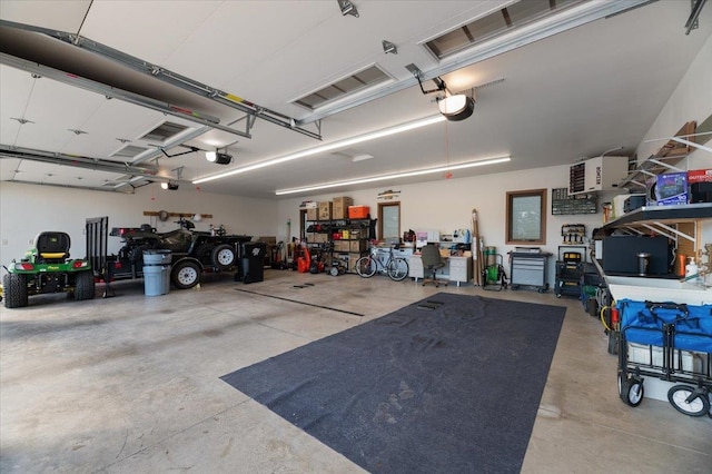 garage with a garage door opener