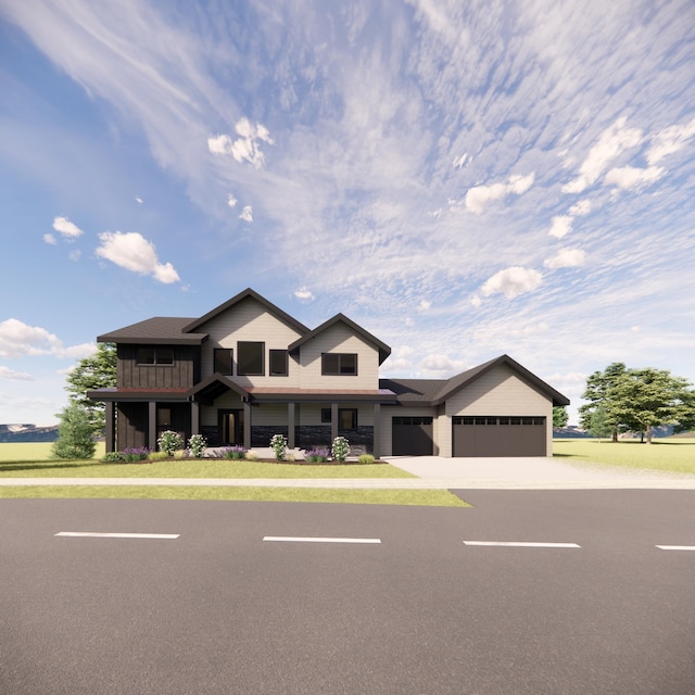 view of front of property featuring a garage