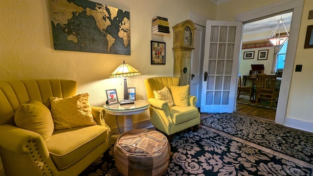 42 Wabash Ave, Deadwood, SD 57732 - sitting room with french doors, a textured wall, and baseboards